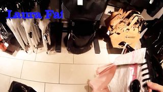 EXTREME PUBLIC PISSING ON CLOTHES IN SHOPPING MALL-LAURA FATALLE CRAZY SLUT
