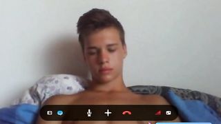 Hung twink shoots a load