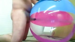 Big inflatable beach ball fuck cum inside
