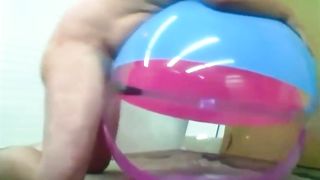 Big inflatable beach ball fuck cum inside