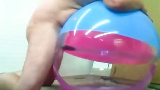 Big inflatable beach ball fuck cum inside