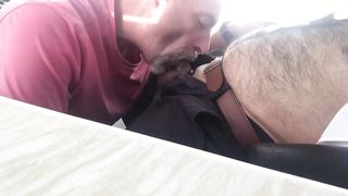 Dad sucking hairy cub