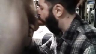 Sub sucking and feeding on his man's load