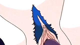 Strap on lesbian fuck in hentai film