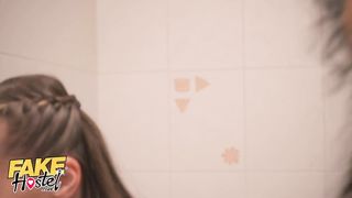 Fake Hostel Hot Threesome with Perfect Tits Stacey Cruz and Romy Indy