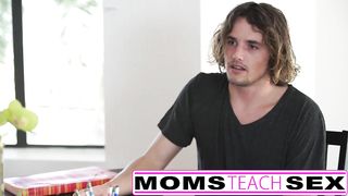 Hot threesome for stepmom and  schoolgir