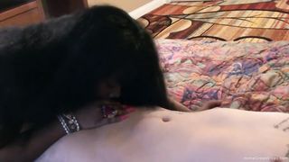 Shy ebony amateur gets licked and fucked by a white guy