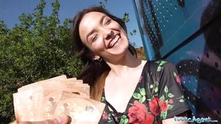 Public Agent Tattooed horny minx Kylie Nymphette cums on huge cock outdoors