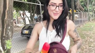 How to ride a bike while i fuck my pussy with a dildo.