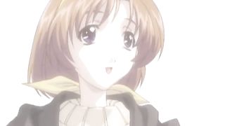 Busty hentai cutie blows cock and gets fucked