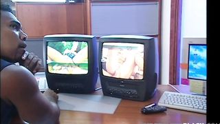 PrivateBlack - Vintage Office Slut Gets DPd By Black Cock & Hung White Guy!