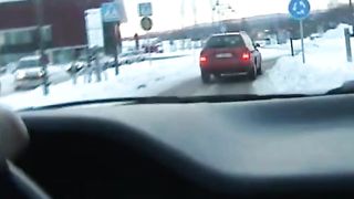 Me and a young swedish man in car