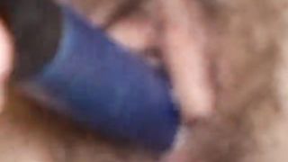 Hairy amateur with a slim body masturbates with a toy