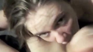 Cute girl sucks and licks balls and earns huge facial reward