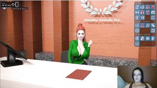 Holiday Island Part 3: Redhead Receptionist and French Maid Beauties with Big Tits