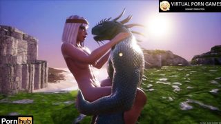 Furry Crocodile Sex with 2 Cocks 4K 60 FPS Animation