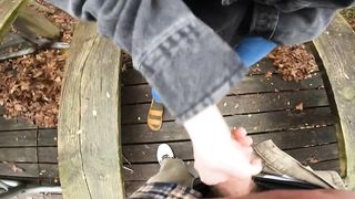 Friend makes me Cum in Public Park