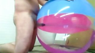 Big inflatable beach ball fuck cum inside