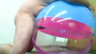 Big inflatable beach ball fuck cum inside