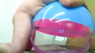 Big inflatable beach ball fuck cum inside
