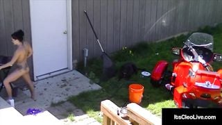 Cute Cam Girl its Cleo Rides Cool Cycle & a Vibrating Dildo!