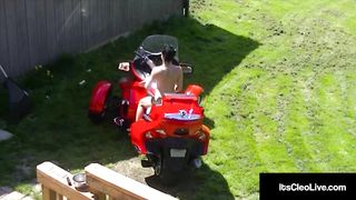 Cute Cam Girl its Cleo Rides Cool Cycle & a Vibrating Dildo!