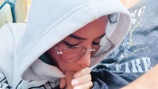 I Suck my Boyfriend's Cock on a Plane and end up Making him a Big Cum Load in my Mouth