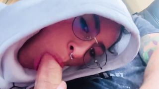 I Suck my Boyfriend's Cock on a Plane and end up Making him a Big Cum Load in my Mouth