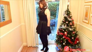 Alison in Thigh Boots - Wanking under the christmas tree
