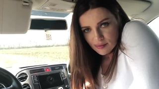 Her first Blowjob in the Car