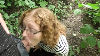 Redhead MILF Ivy Sucks Cock and Swallows Cum on a Public Nature Trail
