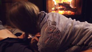 Sex by Fireplace from Real Couple BonnieAlex.