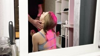 Schoolgirl Lets Cum on her Hair for a new Iphone. best Blowjob from Her.