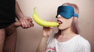 Petite Step Sister got Blindfolded in Fruits Game