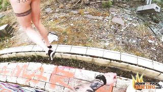 PublicSexDate - HUGE FAKE TITS TATTOOED MILF JULIA EXCLUSIV FUCKS HER DATE IN PUBLIC