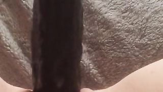 Fucking my Tight Pink Pussy with Moms Huge BBC Dildo & Squirting everywhere