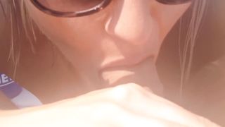 Hotwife Sucking Cock and Swallowing on the Boat again Outdoor Blowjob