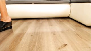 Sexy Girl in a Beautiful Dress and Sexy Wedge Flip Flops