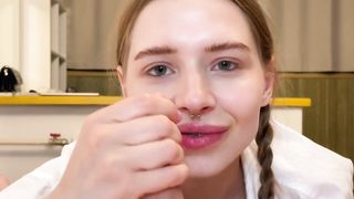 Cute Blowjob from Schoolgirl with Braces and Pigtails