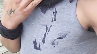 Went outside to Pee my Panties and Slurp some up