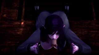 3D HENTAI POV Dark Elf Swallowed all the Cum