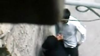 Paki Aunty in Black Burqa enjoys Muslim Sex with Paki Boy on Road