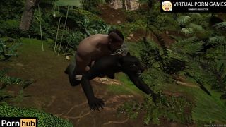 Hunter Fucks Black Panther in the Jungle 4K 60 FPS Animation