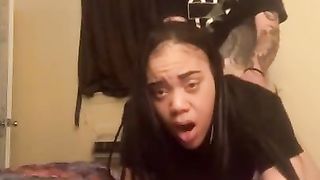 Fucking Black Ebony Girl from behind before she goes to Work