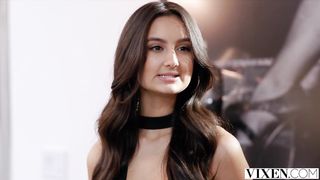 VIXEN Naughty salesgirl Eliza models lingerie for customer