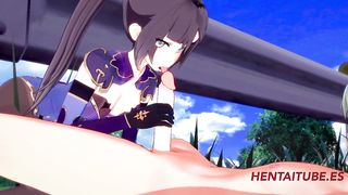 Genshin Impact Hentai 3D - Mona Handjob, Blowjob, Boobjob and Fucked with creampie in her pussy sex 1/2