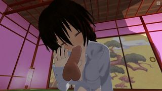 3D HENTAI Cummed on Redhead Girlfriend all over Face