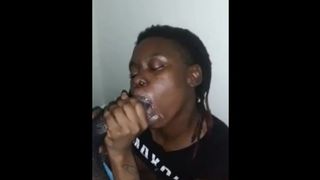 Ebony Dick Sucker Loves Cum