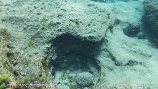 Athletic Sunbather get Naked Underwater ! Snorkel in 4k