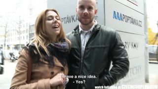 CZECHCOUPLES - Amazing Busty Teen and Her BF Gets Money for Public SEX